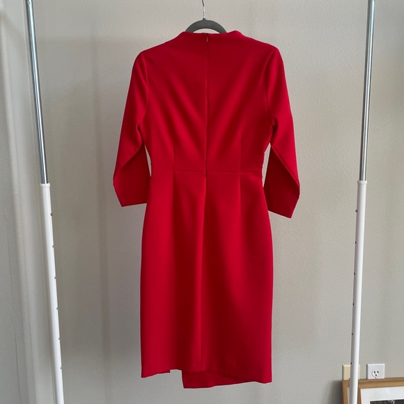 Red Midi Dress from Zara, 3/4 sleeves, slit on the front - size M - Picture 5 of 6
